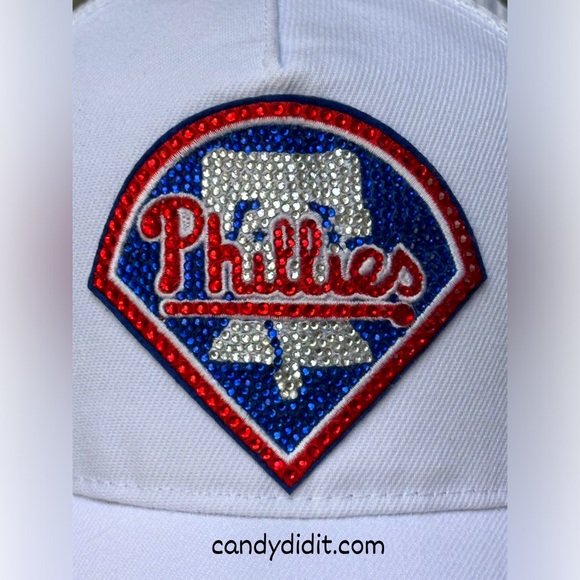 NWT Handmade Candy Did It! Philadelphia Phillies Batter Up Bling Trucker Cap - Picture 4 of 10
